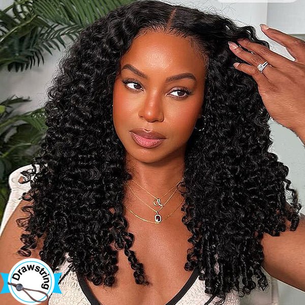 MORE FACE Pre-bleached Burmese Curly Wear Go Glueless Wig 7x5 Pre-cut HD Lace Pre-plucked