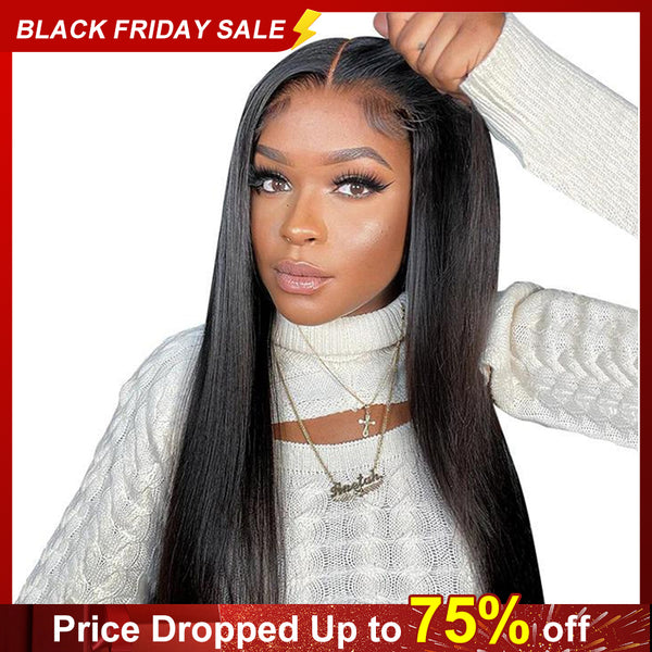 MORE FACE – perruque de cheveux humains lisses, installation rapide, Go, 6x4 HD, pré-coupée, sans colle, pre-plucked