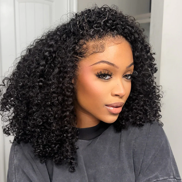 MORE FACE Half Wig Kinky Curly Glueless Wig Flip Over Wig Beginner Friendly