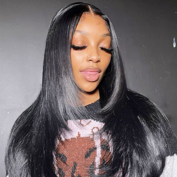 MORE FACE Layered Cut Pre-bleached Straight Hair Wear Go Glueless Wig 7x5 Pre-cut HD Lace Pre-plucked
