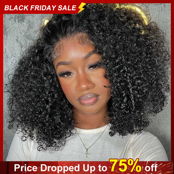 MORE FACE Pre-bleached Kinky Curly Wear Go Glueless Wig 7x5 Pre-cut HD Lace Pre-plucked