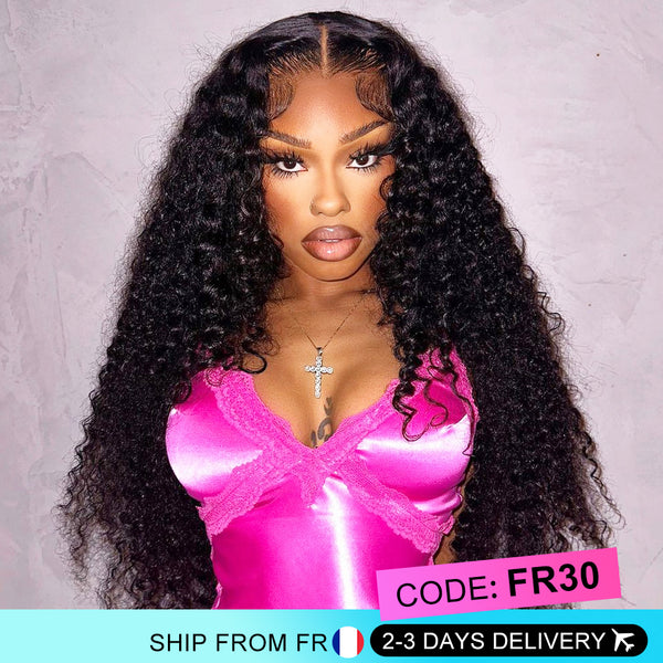 MORE FACE Pre-Bleached Wear Go Glueless Wig 4x4 Pre-Cut Kinky Curly Human Hair Wigs