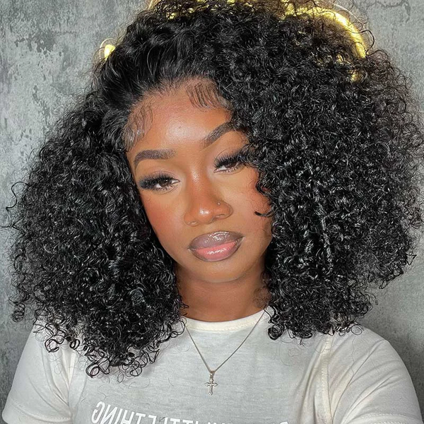 MORE FACE Pre-bleached Kinky Curly Wear Go Glueless Wig 7x5 Pre-cut HD Lace Pre-plucked