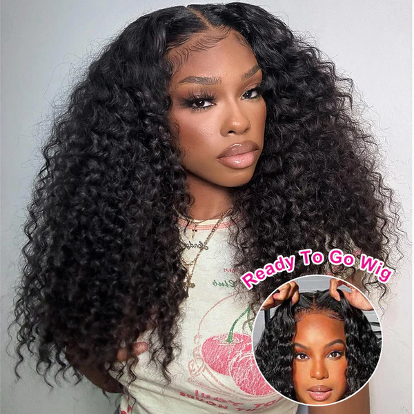 MORE FACE Pre-bleached Deep Wave Wear Go Glueless Wig 7x5 Pre-cut HD Lace Pre-plucked