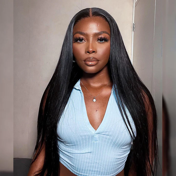 MORE FACE Pre-bleached Straight Hair Wear Go Glueless Wig 7x5 Pre-cut HD Lace Pre-plucked
