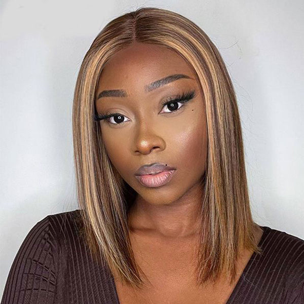 MORE FACE Highlight Bob Wig Pre-Cut Wear Go Glueless Wig 6x4 Pre-plucked Straight Bob Wig